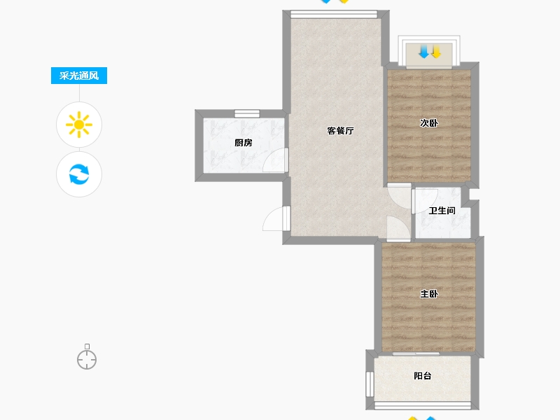 福建省-福州市-福湾新城秋月苑-60.00-户型库-采光通风