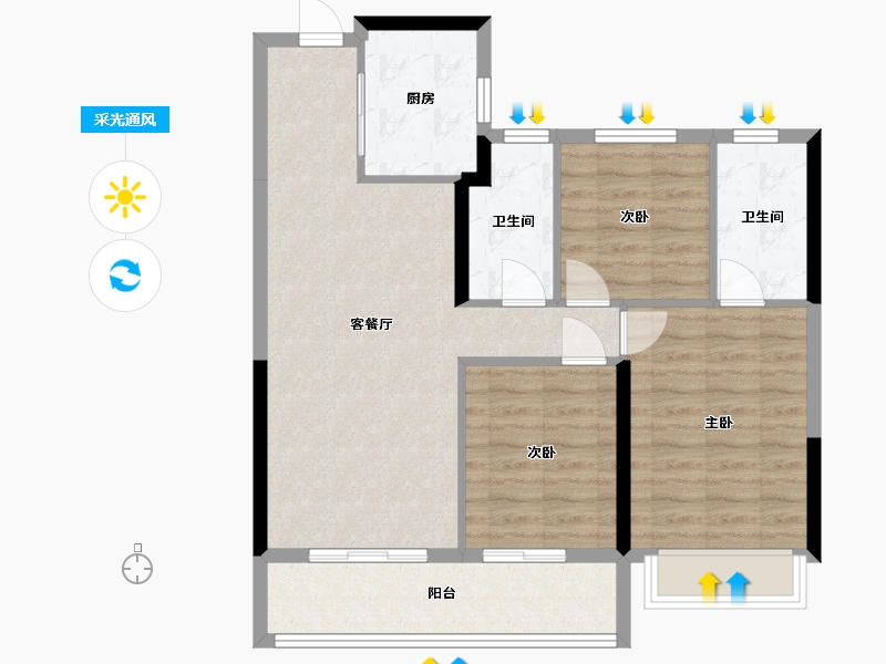 浙江省-杭州市-特发澜栖府-94.50-户型库-采光通风