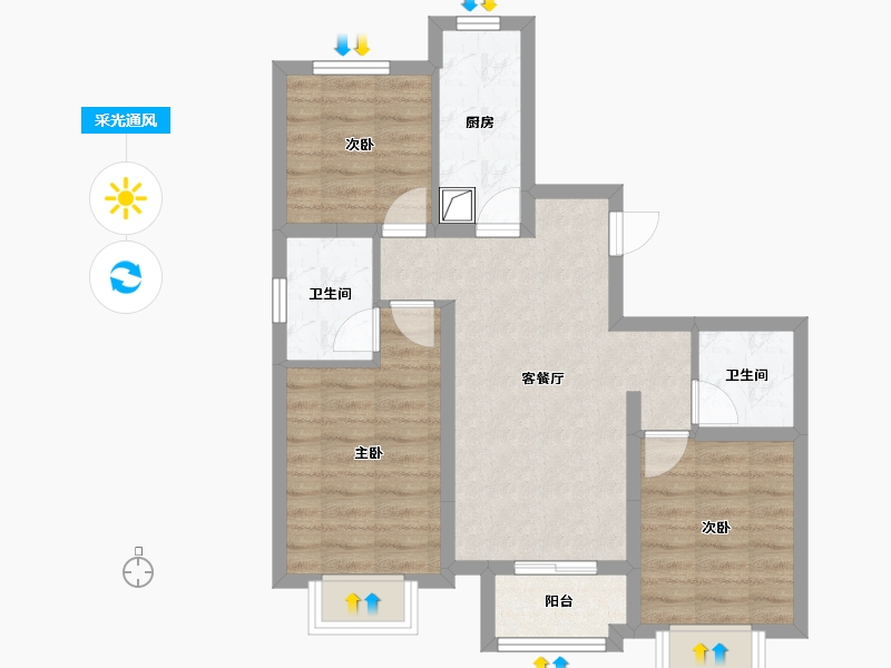 河北省-廊坊市-金融街金悦郡-80.00-户型库-采光通风