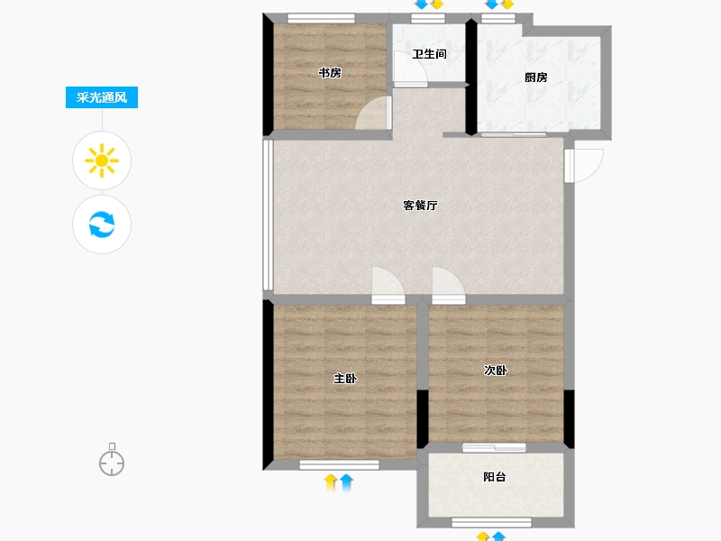 江苏省-徐州市-侯集小区-73.60-户型库-采光通风