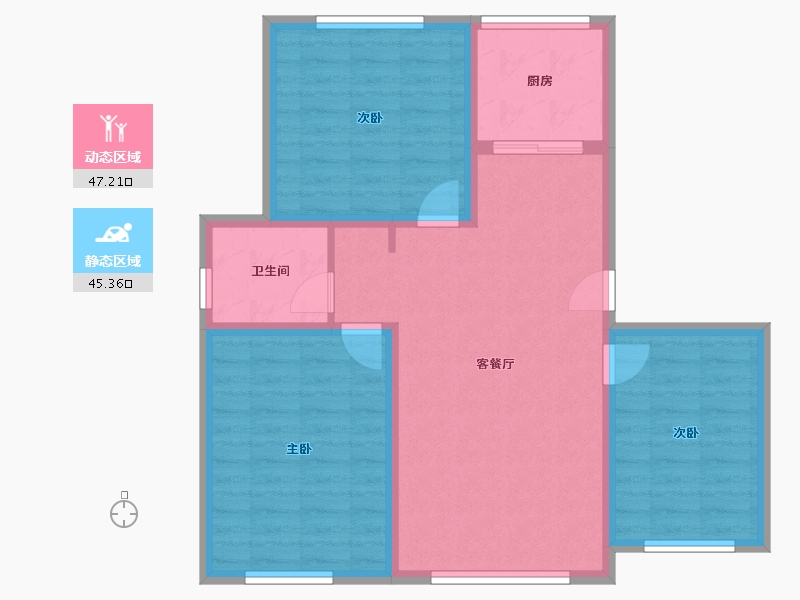 内蒙古自治区-赤峰市-盛隆家园-二期-89.48-户型库-动静分区