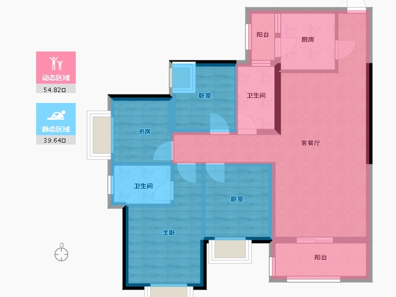 四川省-成都市-嘉裕第六洲-90.22-户型库-动静分区