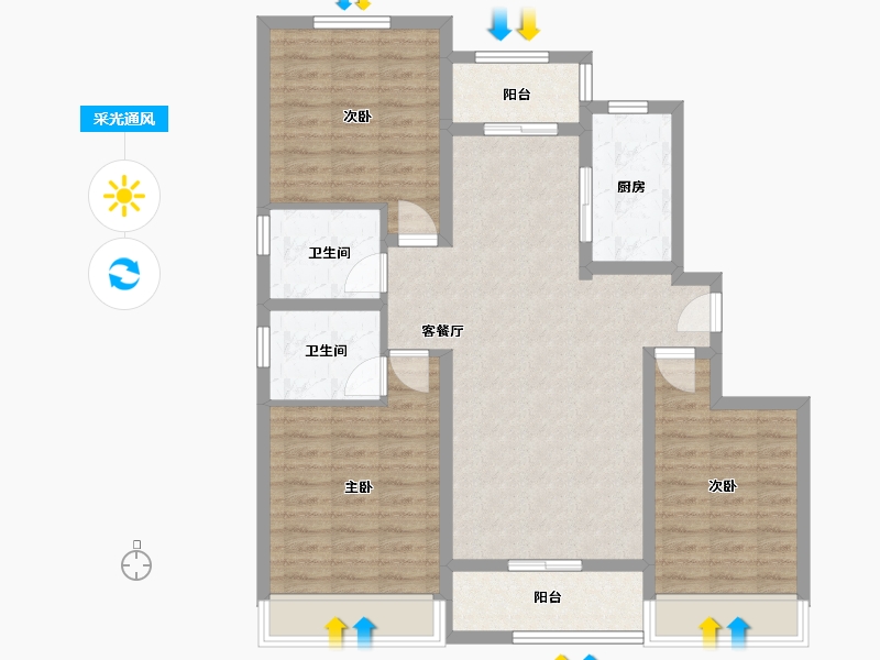 山西省-运城市-盛地禧元-98.00-户型库-采光通风