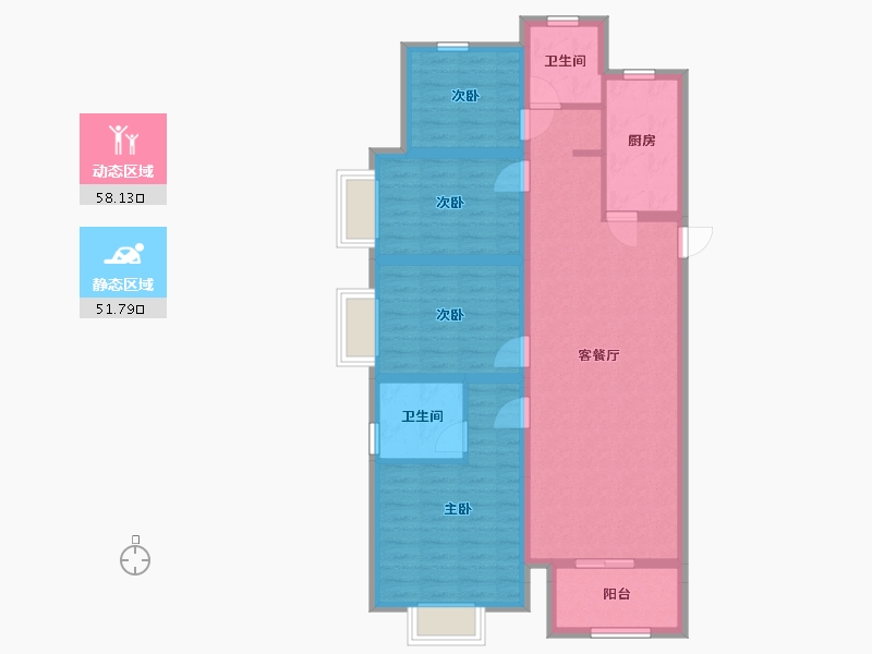 安徽省-蚌埠市-柏庄香府-104.60-户型库-动静分区