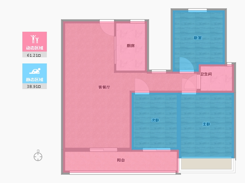 河南省-安阳市-润安万和城-89.60-户型库-动静分区