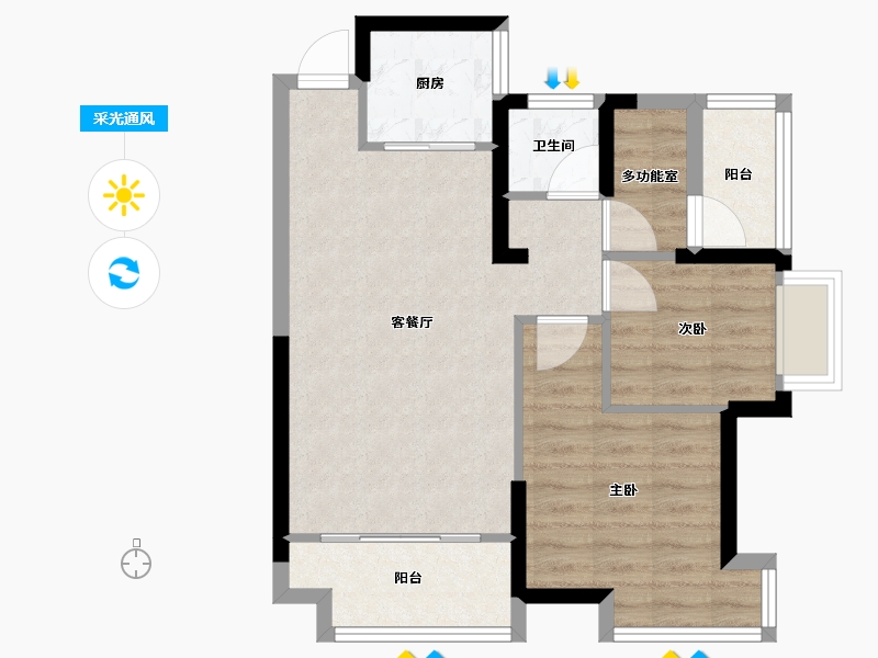 湖南省-郴州市-东城御府-64.04-户型库-采光通风