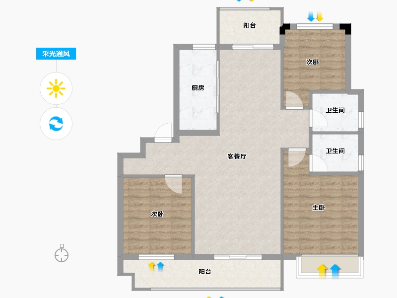 安徽省-黄山市-徽州印象君岳府-101.52-户型库-采光通风