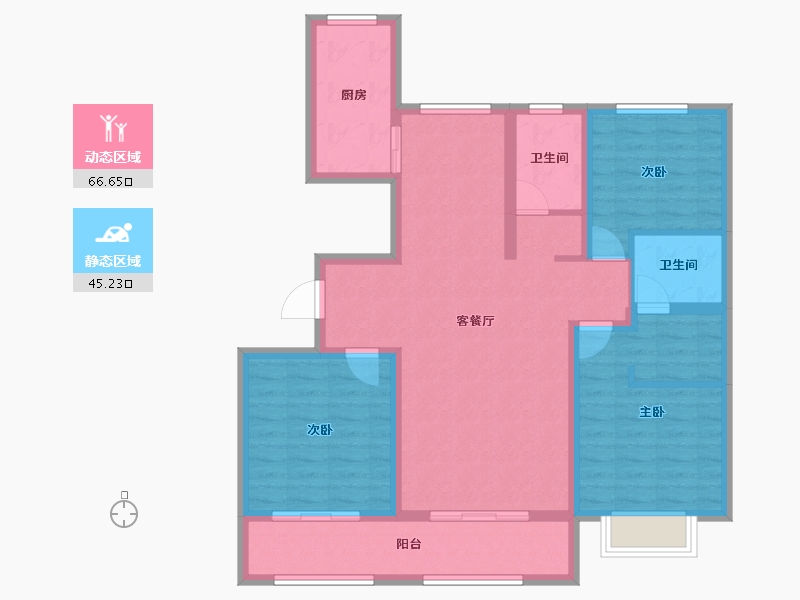 山东省-泰安市-龙泽壹品-99.69-户型库-动静分区