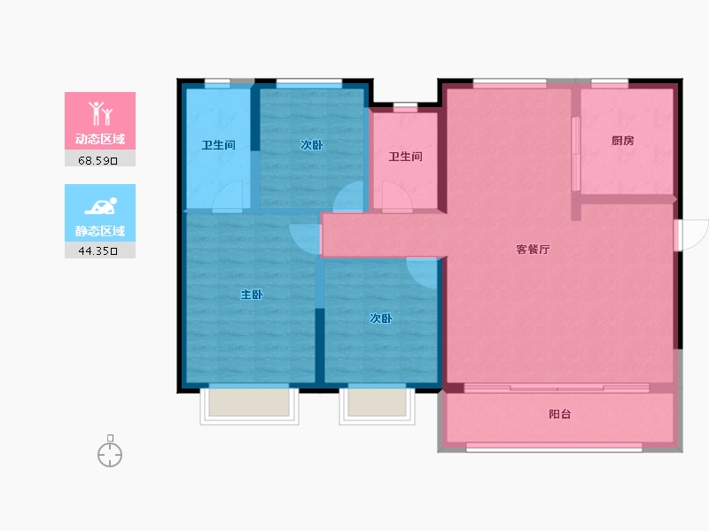 甘肃省-兰州市-保利天汇-102.00-户型库-动静分区