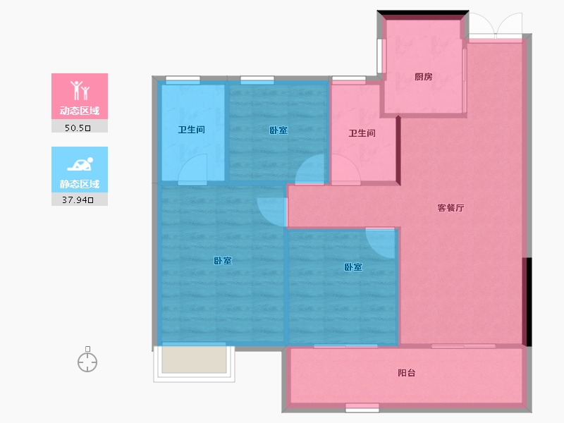 浙江省-温州市-中楠御墅-80.83-户型库-动静分区