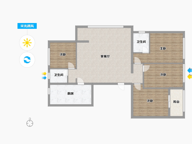 浙江省-金华市-通福六区-120.00-户型库-采光通风