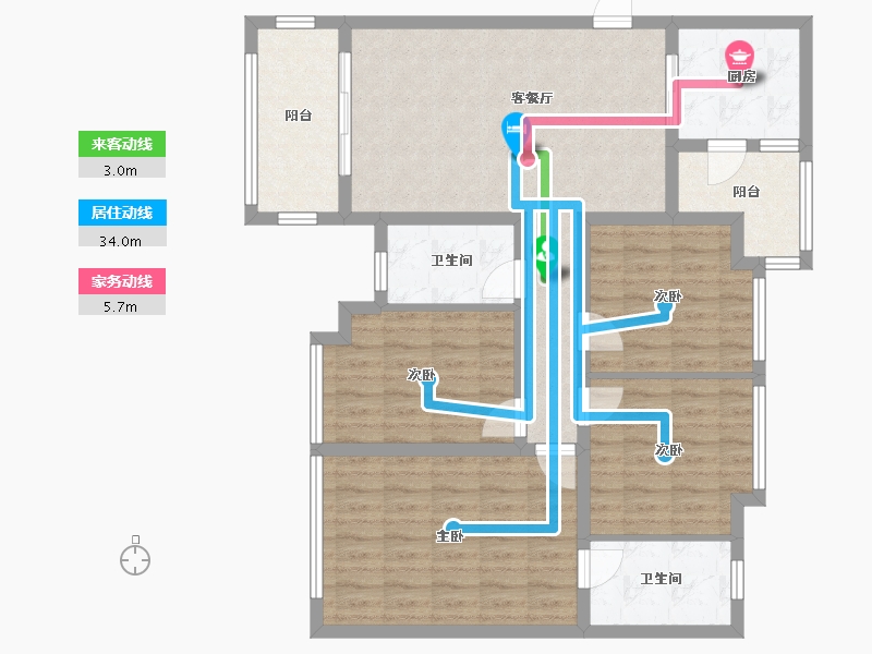 贵州省-遵义市-麒龙华府-102.16-户型库-动静线