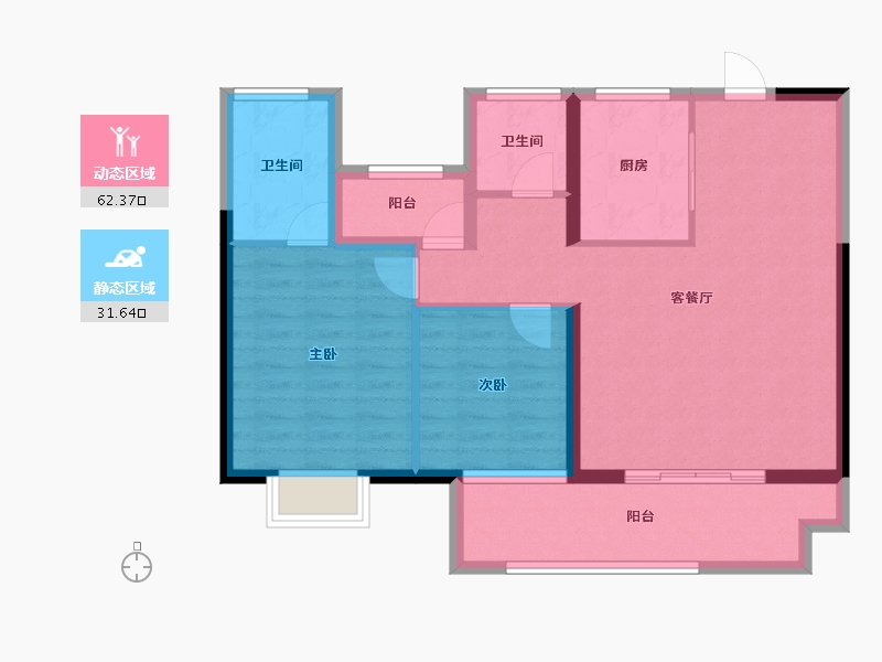 湖南省-长沙市-中国铁建·瀚澜湾-84.13-户型库-动静分区