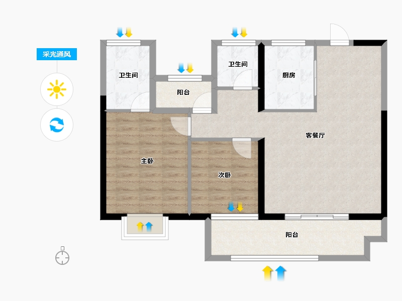 湖南省-长沙市-中国铁建·瀚澜湾-84.13-户型库-采光通风