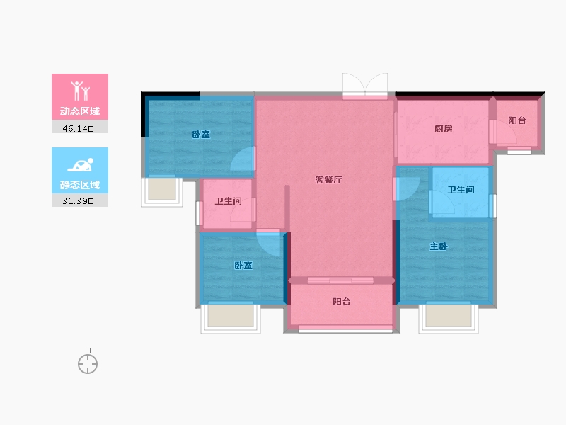 重庆-重庆市-海成百安学府-69.15-户型库-动静分区