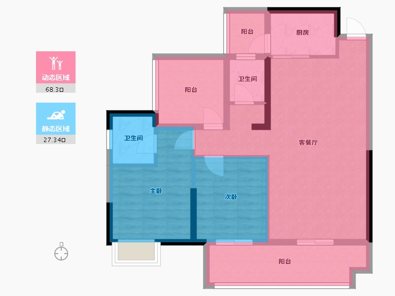 湖南省-郴州市-东城御府-85.31-户型库-动静分区