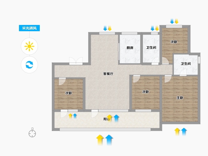 山东省-青岛市-保利和颂-114.00-户型库-采光通风