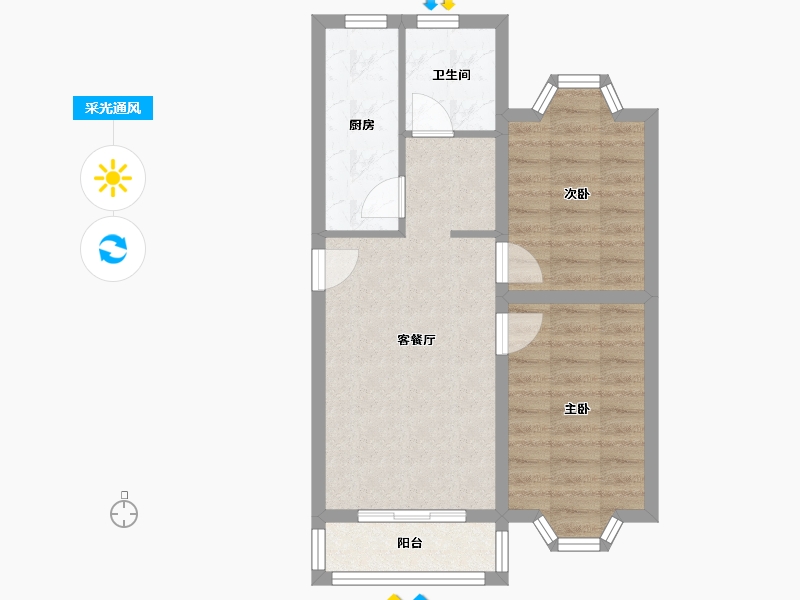 河北省-廊坊市-紫竹园-B区-56.48-户型库-采光通风