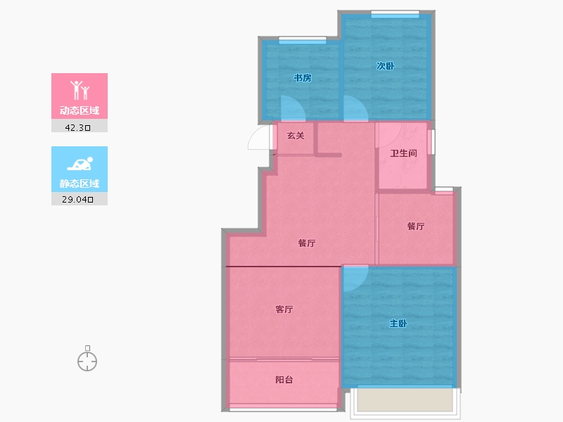 浙江省-杭州市-余交蓝城·湖印晓庐-64.86-户型库-动静分区