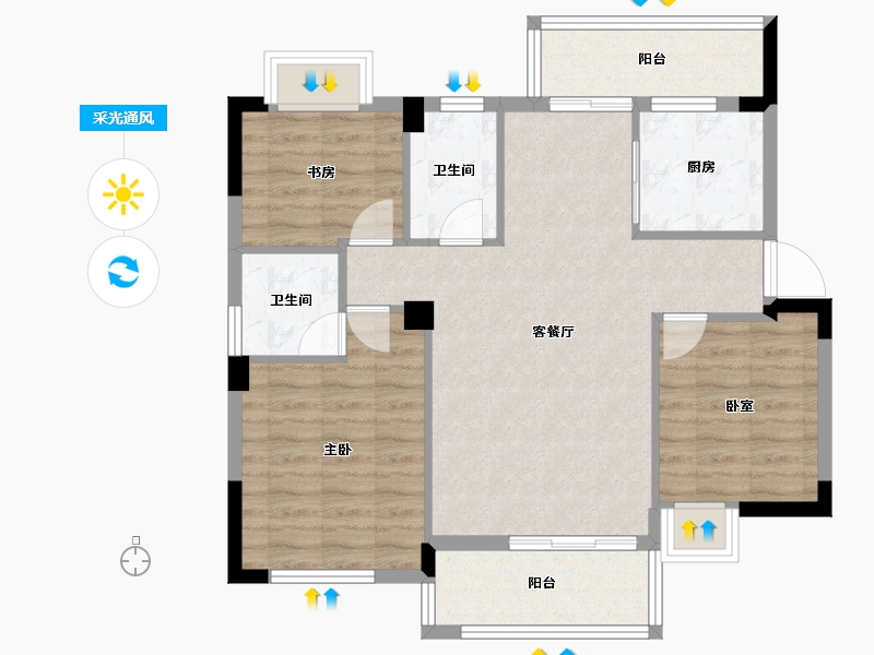 浙江省-台州市-前江上城-84.00-户型库-采光通风