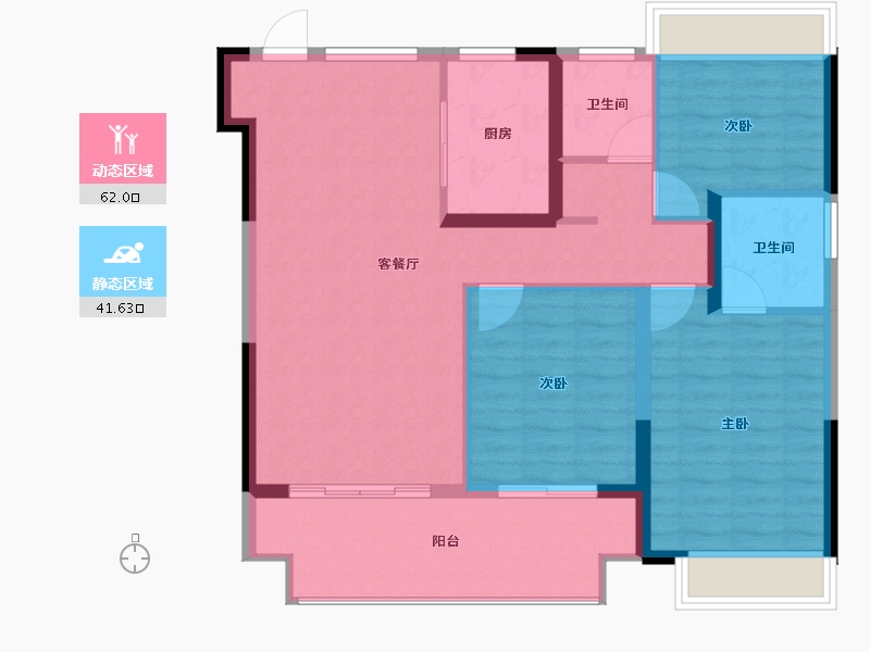 江苏省-淮安市-港龙东望府-94.00-户型库-动静分区