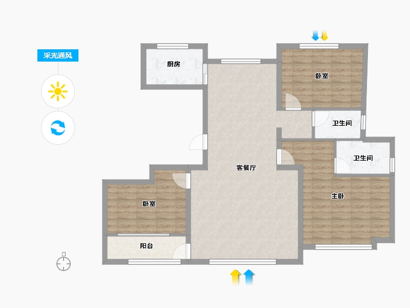 山东省-滨州市-惠众·新语华庭二期-104.80-户型库-采光通风