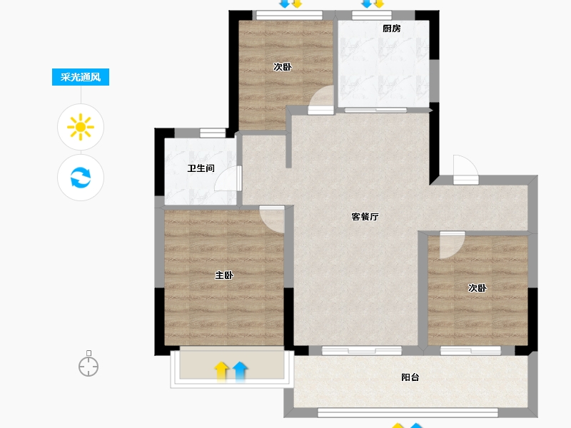 江苏省-南京市-龙湖·天玺-68.00-户型库-采光通风