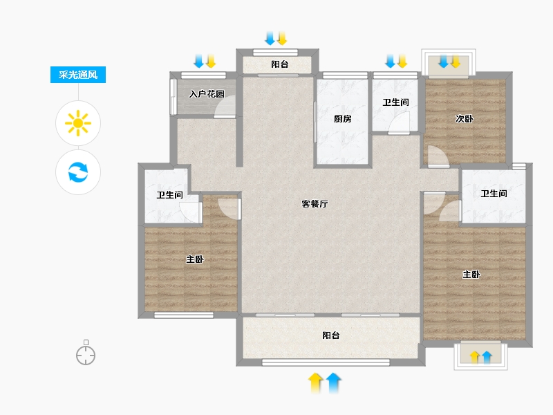 湖南省-长沙市-青竹湖曦园-125.87-户型库-采光通风