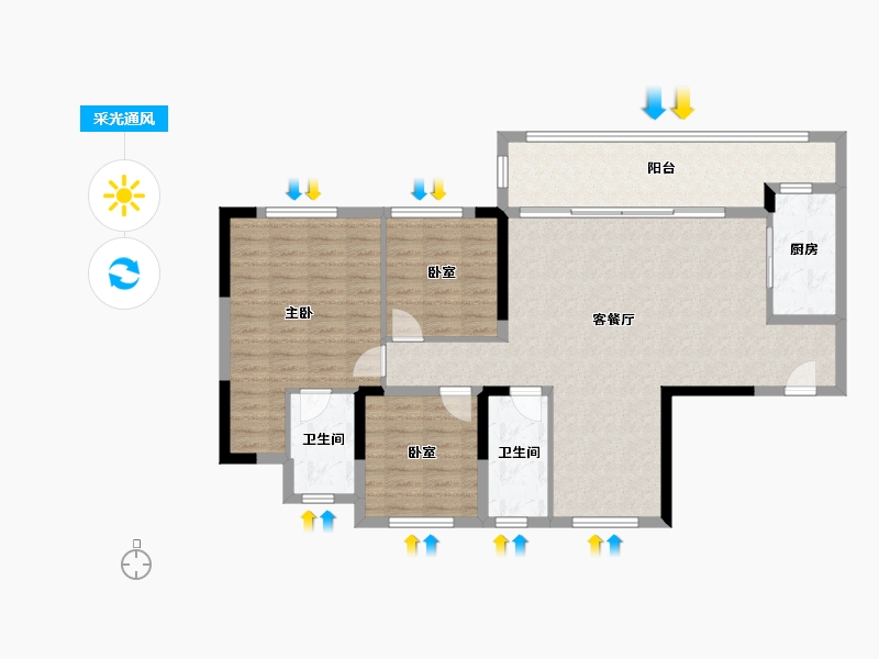 四川省-宜宾市-鲁能公馆-107.48-户型库-采光通风