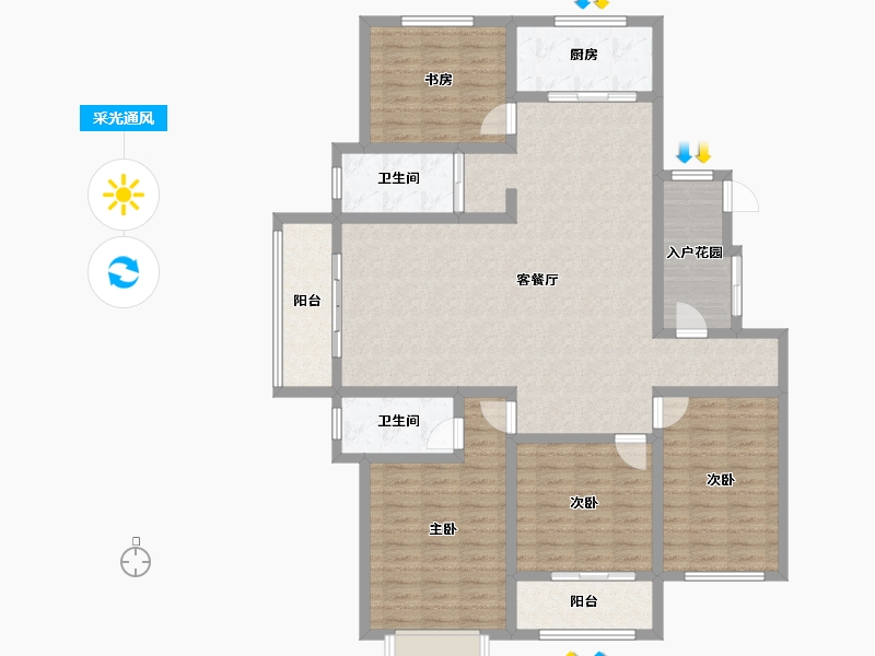 山东省-泰安市-龙泽壹品-136.34-户型库-采光通风