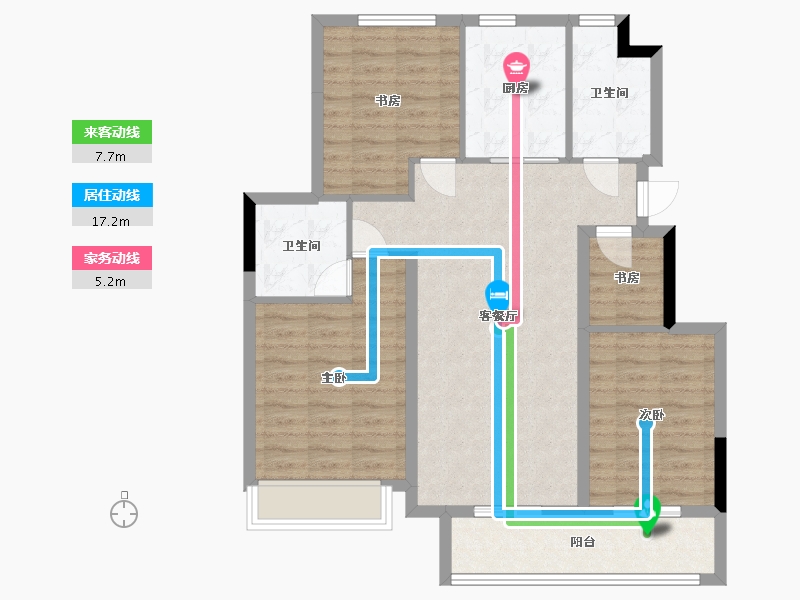 浙江省-湖州市-绿城西溪锦庐-92.22-户型库-动静线