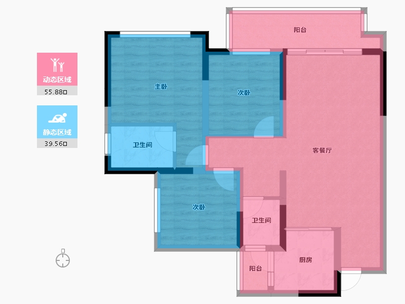 四川省-宜宾市-鲁能公馆-84.41-户型库-动静分区