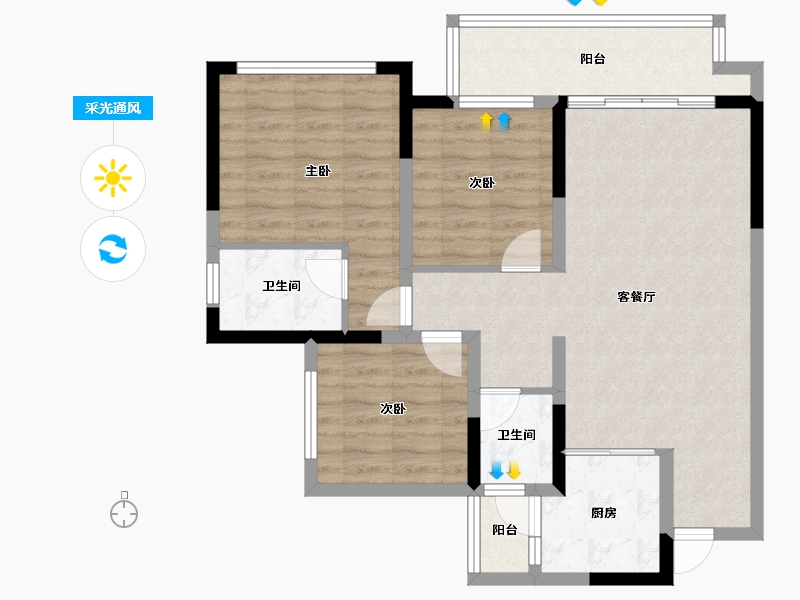 四川省-宜宾市-鲁能公馆-84.41-户型库-采光通风