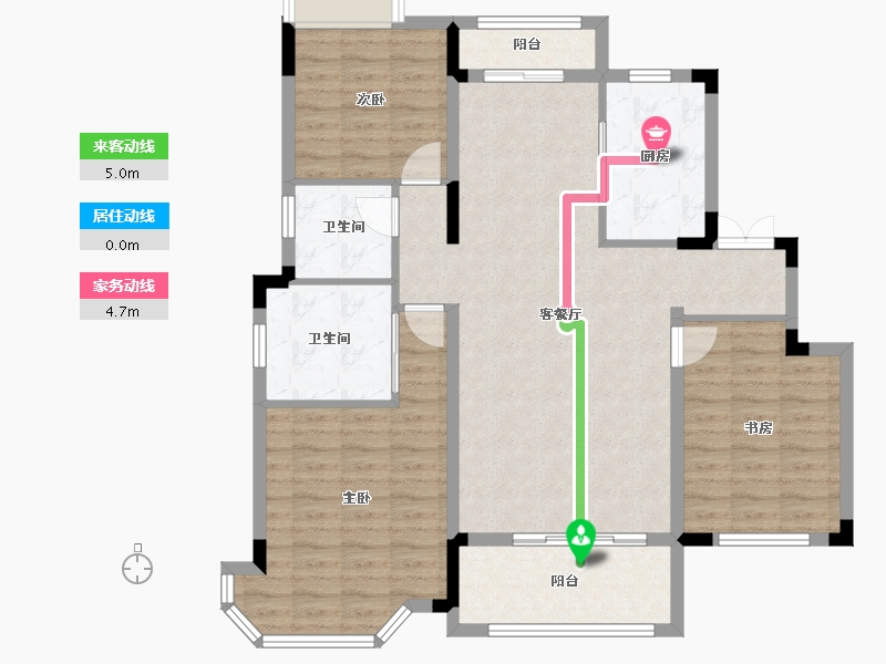 湖南省-长沙市-青竹湖曦园-104.36-户型库-动静线