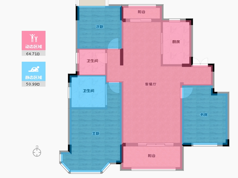 湖南省-长沙市-青竹湖曦园-104.36-户型库-动静分区