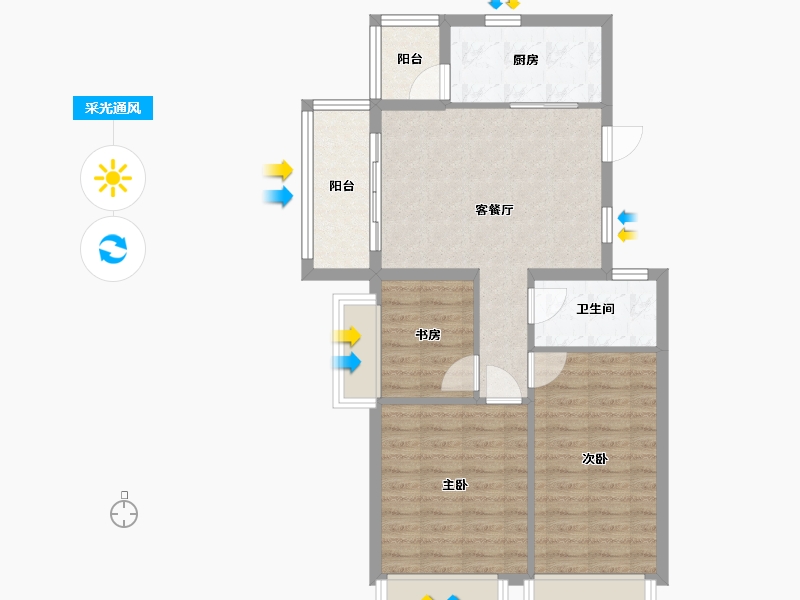 江苏省-南京市-碧桂园凤凰城-73.30-户型库-采光通风