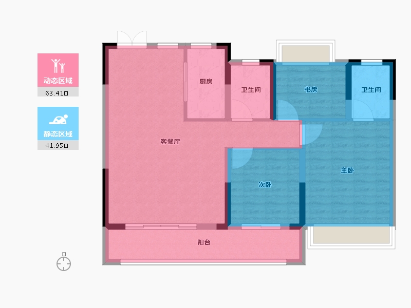 浙江省-杭州市-金茂临江上城-95.20-户型库-动静分区