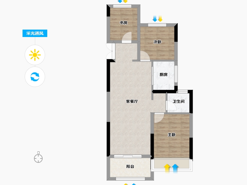 湖北省-十堰市-大家十里桃园-71.04-户型库-采光通风