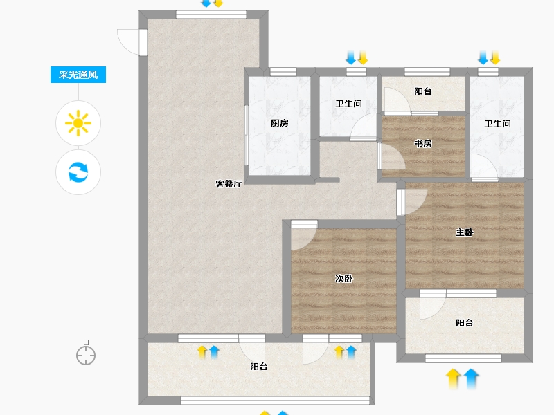 山东省-青岛市-保利和颂-95.00-户型库-采光通风