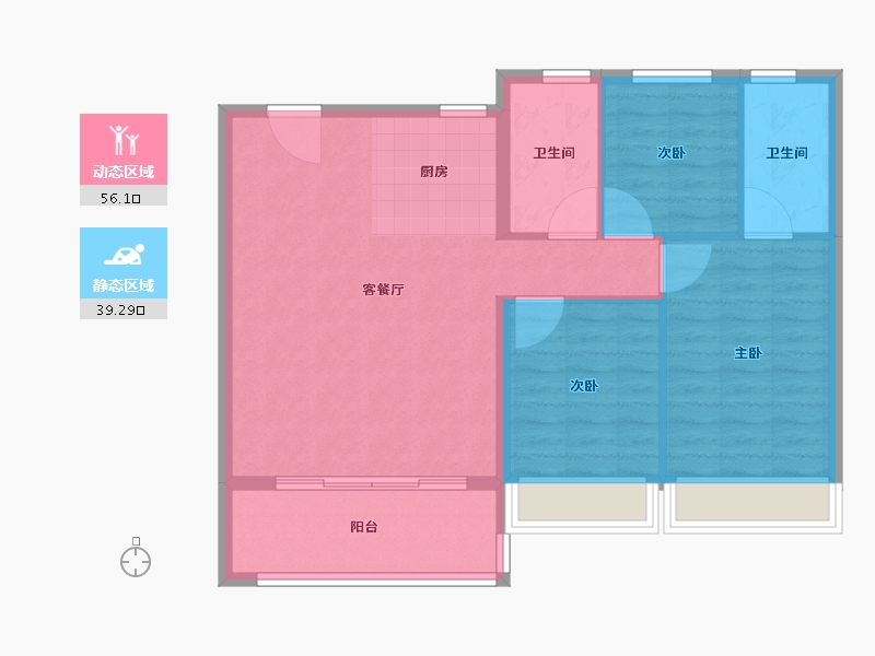 江苏省-苏州市-华侨城龙湖·启元-87.20-户型库-动静分区