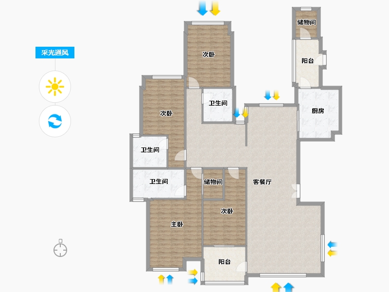 广东省-中山市-龙山华府-C区-166.40-户型库-采光通风