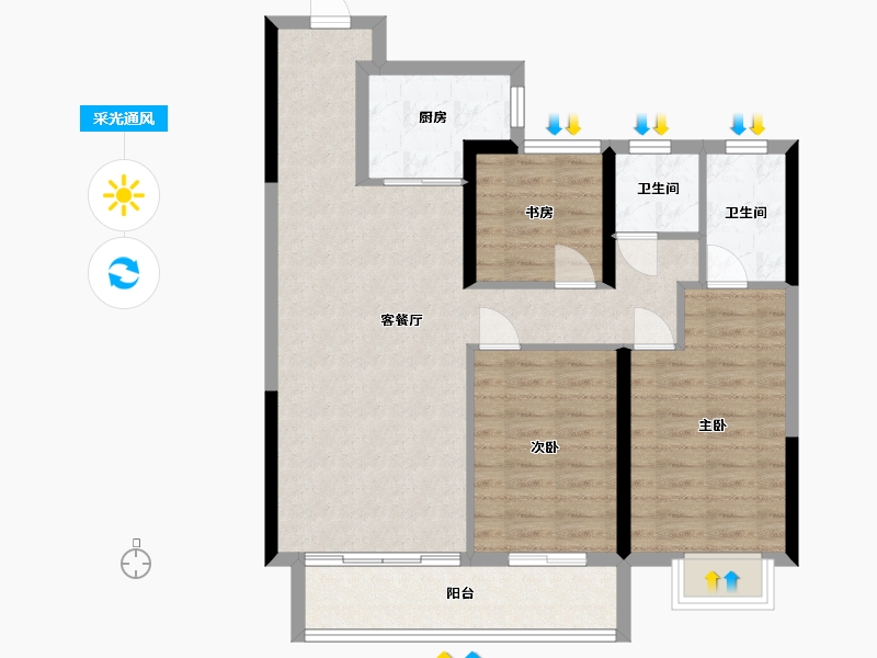 湖北省-襄阳市-国投·襄阳院子-96.00-户型库-采光通风