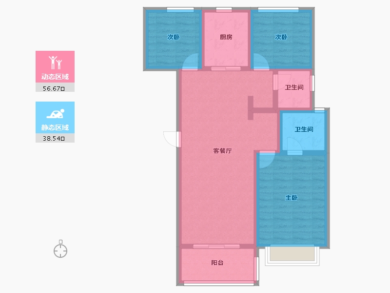 浙江省-宁波市-保利湖光印-72.80-户型库-动静分区