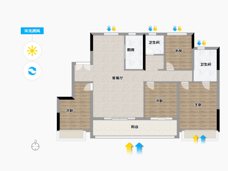 浙江省-嘉兴市-观塘云庐-120.00-户型库-采光通风