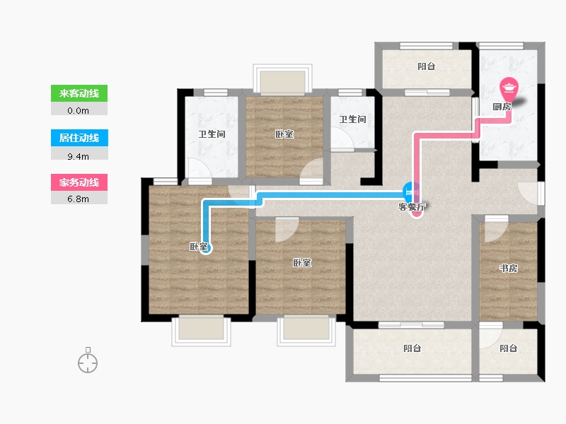 湖北省-襄阳市-华侨城天鹅堡-110.40-户型库-动静线