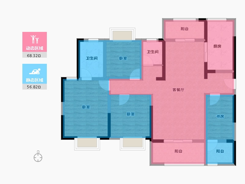 湖北省-襄阳市-华侨城天鹅堡-110.40-户型库-动静分区