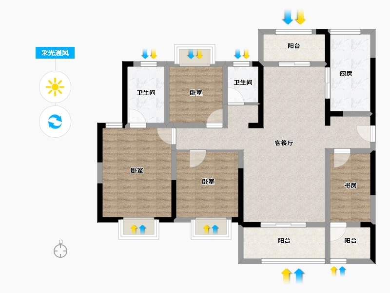 湖北省-襄阳市-华侨城天鹅堡-110.40-户型库-采光通风