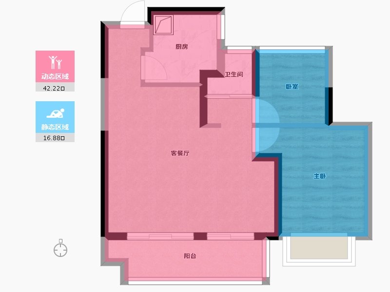 安徽省-合肥市-华地伟星龙川时代-51.95-户型库-动静分区