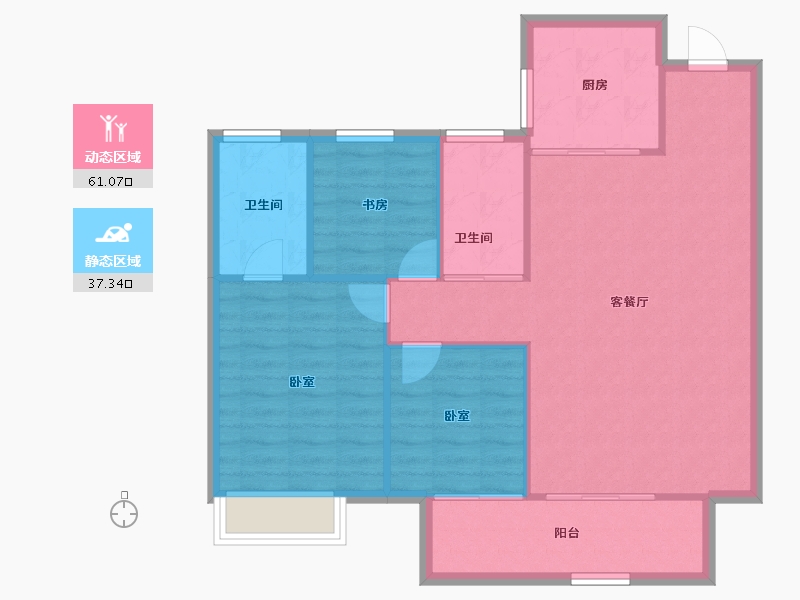 陕西省-西安市-天地源·棠樾坊-90.58-户型库-动静分区