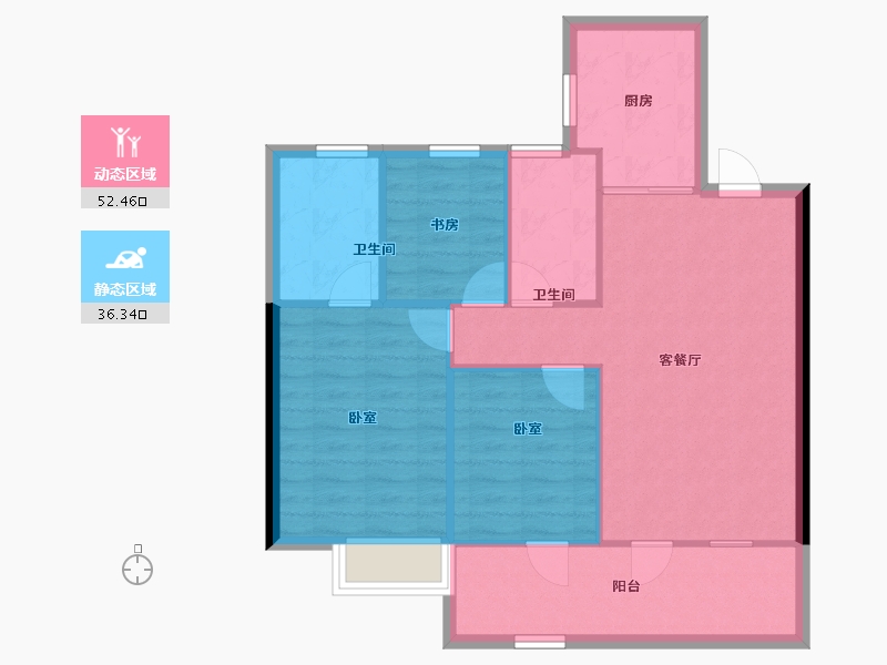 江苏省-无锡市-熙云里-80.87-户型库-动静分区